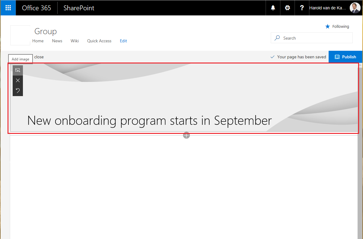 Changing a Page Banner Image inside a Modern Page using attachment id=2325