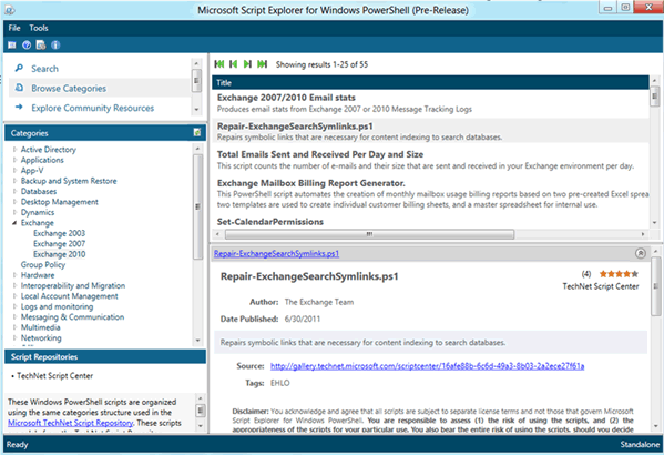 Screenshot: Microsoft Script Explorer for Windows PowerShell