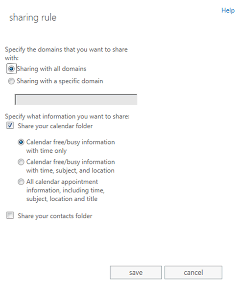 Screenshot: Sharing Rule page in EAC