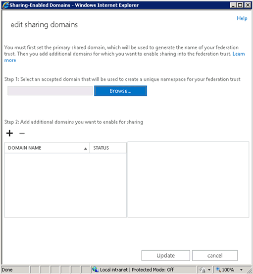 Managing sharing-enabled domains