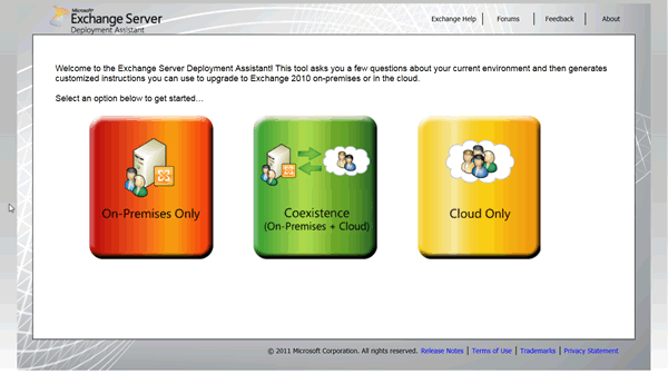 Screenshot: Exchange Deployment Assistant home page