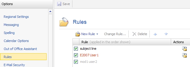 rules in Outlook web scopri che non funziona