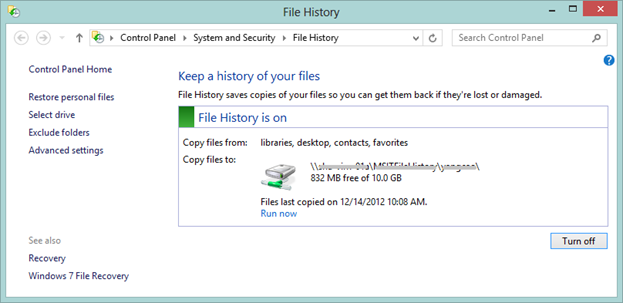 Managing File History in Windows Server 2012 Essentials - Microsoft  Community Hub