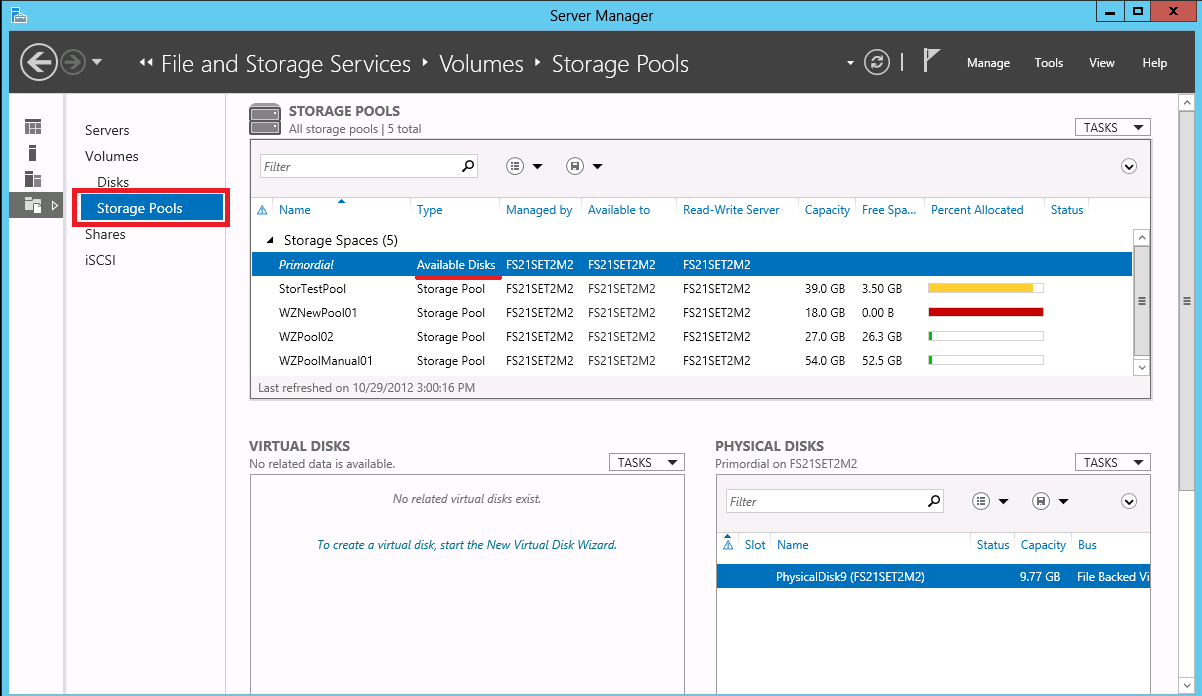 Using the Storage Pools page in Server Manager to create storage spaces -  Microsoft Community Hub