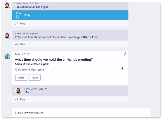 Polly surveys run in tandem with conversations and track responses in real time.