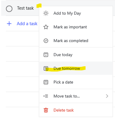 Picking due date directly from list view by right-clicking