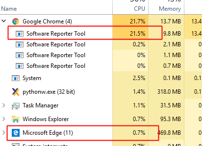 windows Edge dev cannot work with chrome: software_reporter_tool.exe cpu  heigh - Microsoft Community Hub
