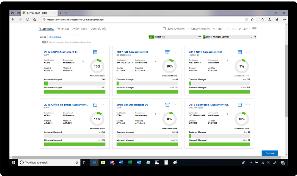 Add new templates of risk assessments in Compliance Manager for non-Microsoft apps.