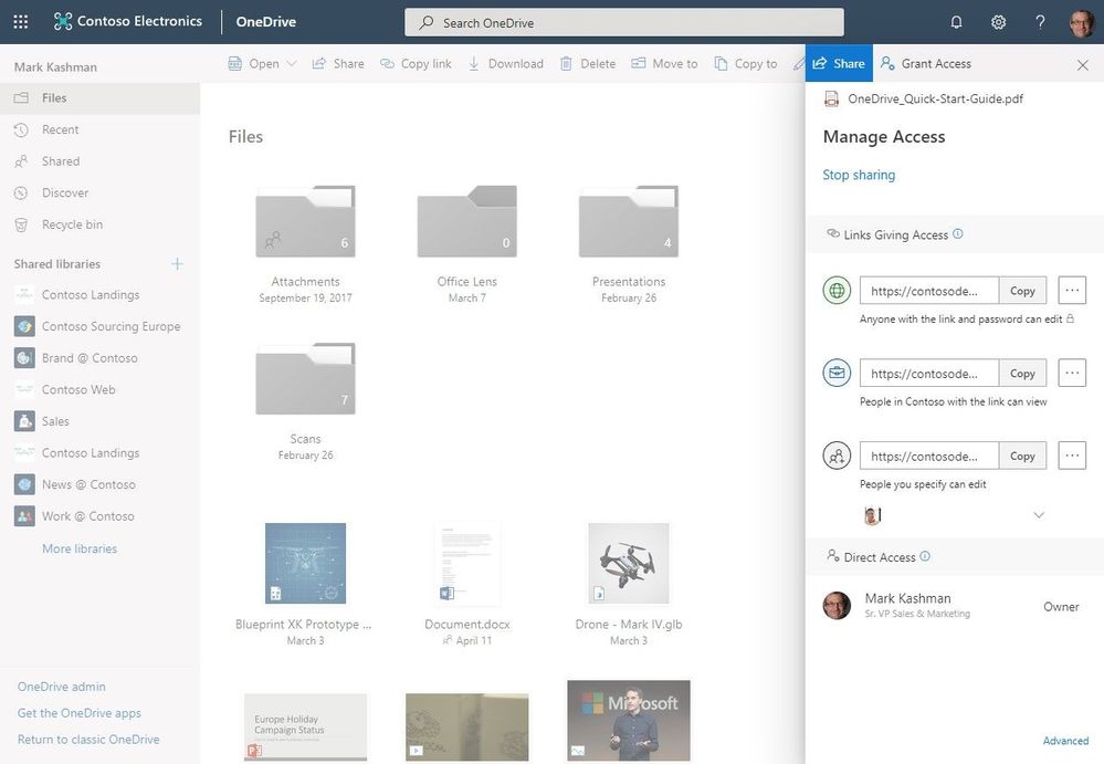 Manage access permissions, remove individual recipients from shared links or stop sharing overall - all now working within the OneDrive classic user interface.
