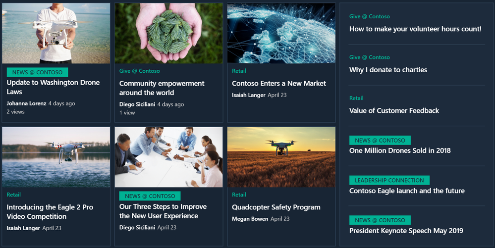 Visually highlight news from organizational news sites for employees