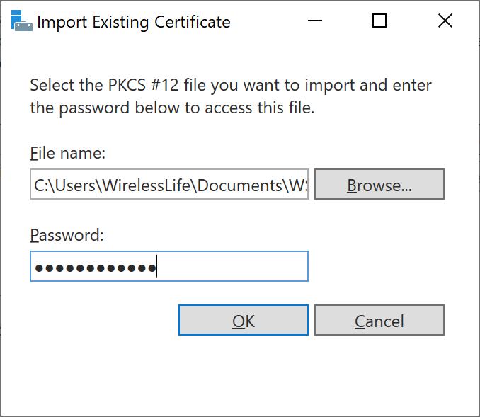 Import Existing Certificate