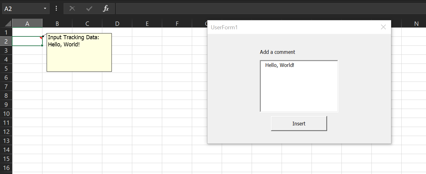 adding a comment to a cell from a textbox in a userform - Microsoft Tech  Community