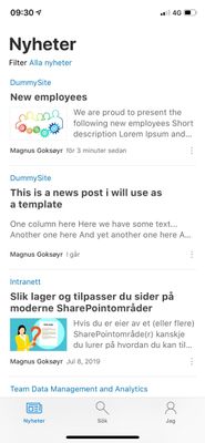 SharePoint news on mobile 1