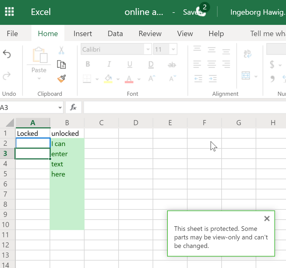 Excel Worksheet Protection In Excel Online Microsoft Tech Munity