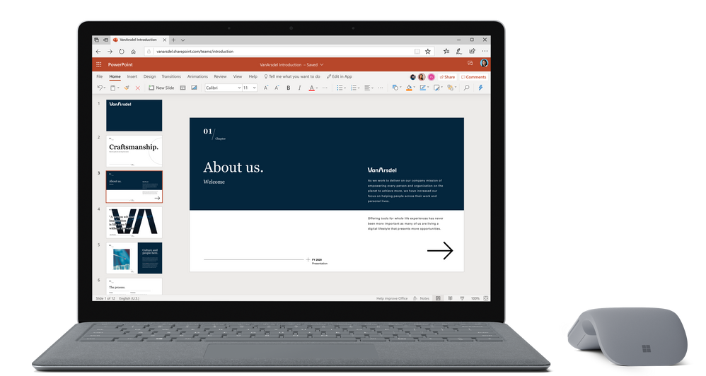 Microsoft PowerPoint for the web with an updated header.