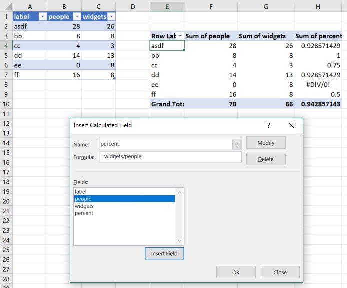 Calculated Field for Pivot Table - Unable to Calculate - Microsoft  Community Hub