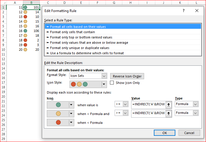 Conditional formatting rules using a formula AND an icon set - Microsoft  Community Hub