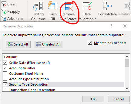 komprimeret meget fint Adept Help w/ "Remove Duplicates" function on the "Data" tab - Microsoft  Community Hub