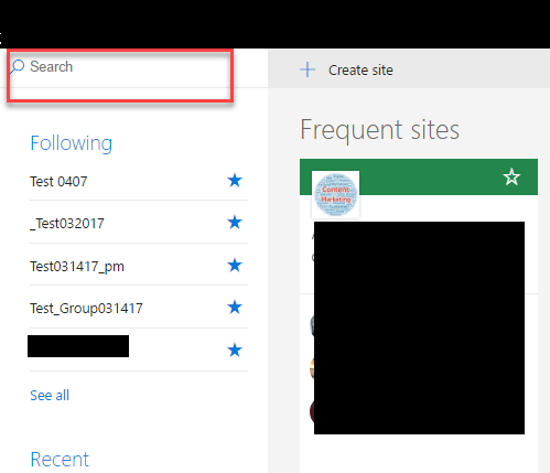 Access SharePoint Search from the SharePoint landing page