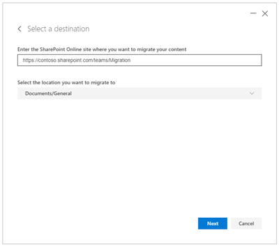 Example when selecting and setting a Microsoft Team channel folder as a files destination location.