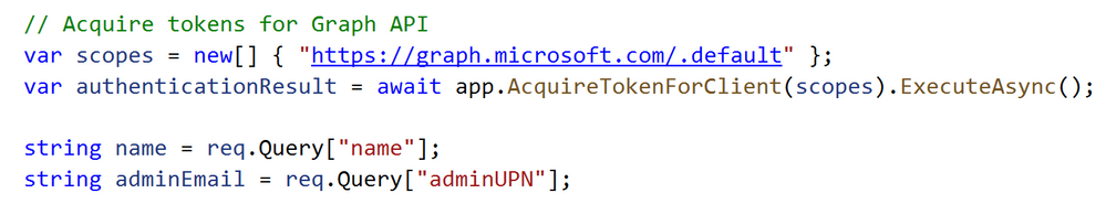 Getting an access token from the Graph API
