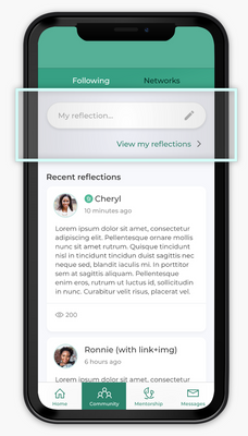 New Community Reflections feature on the Community Mentors app!