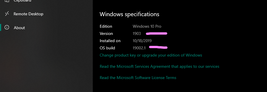 Windows 10 insider fast ring build 19002 but the settings page Still shows  1903 - Microsoft Tech Community