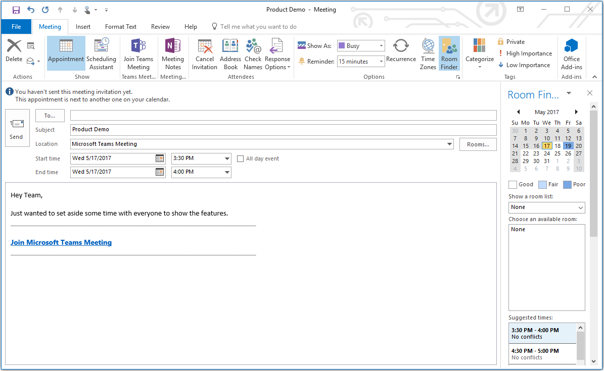 Now available Outlook add in to schedule meetings in Microsoft ...