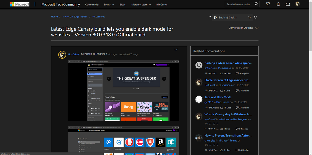 Latest Edge Canary Build Lets You Enable Dark Mode For Websites