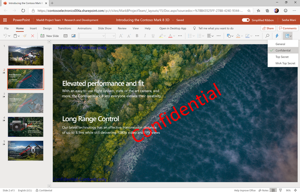 Information barrier as applied to a SharePoint document library - here on a PowerPoint file.