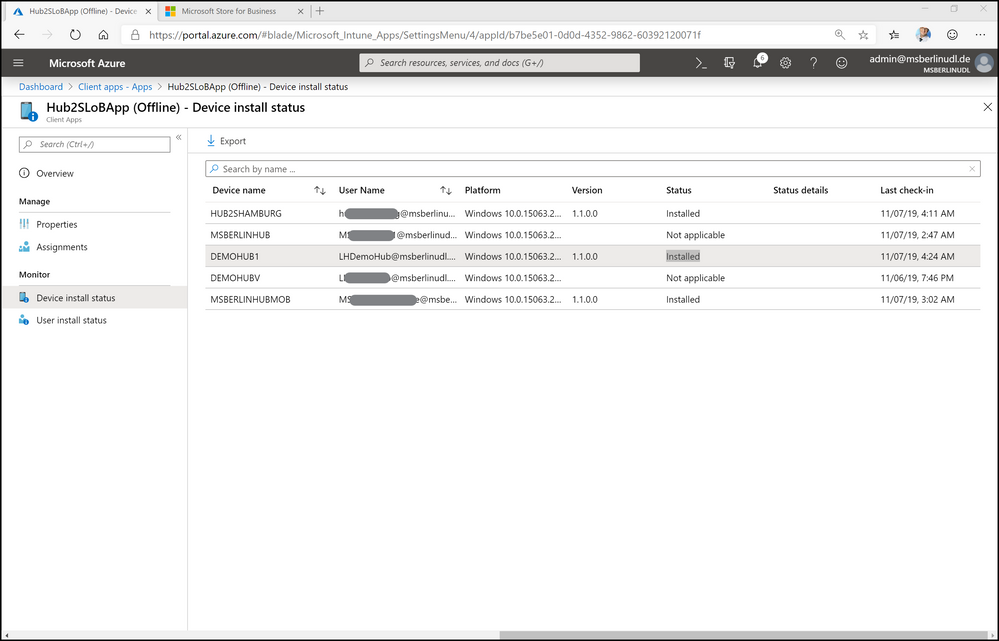 Figure 14. Device install status page in Intune