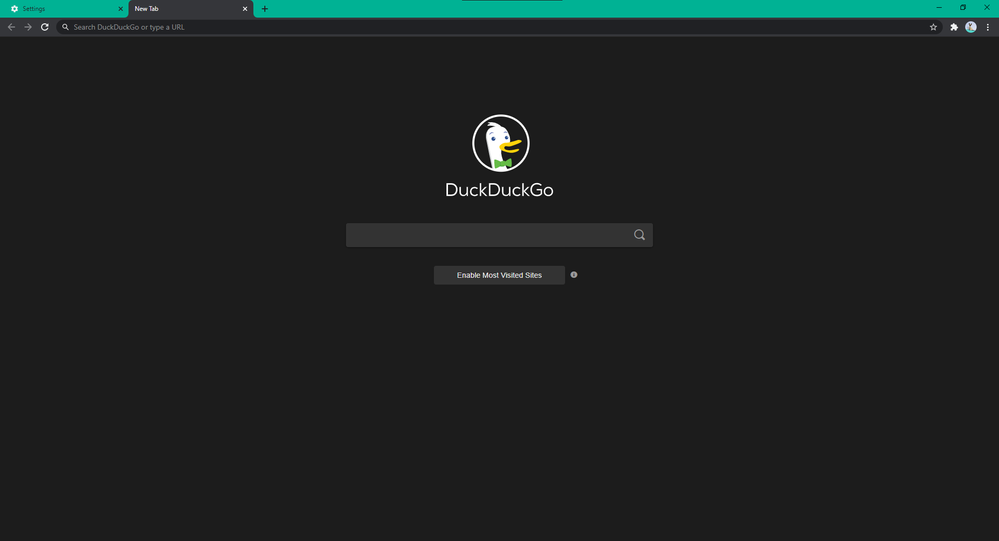 Google Chrome with DuckDuckGo search engine for New Tab Page