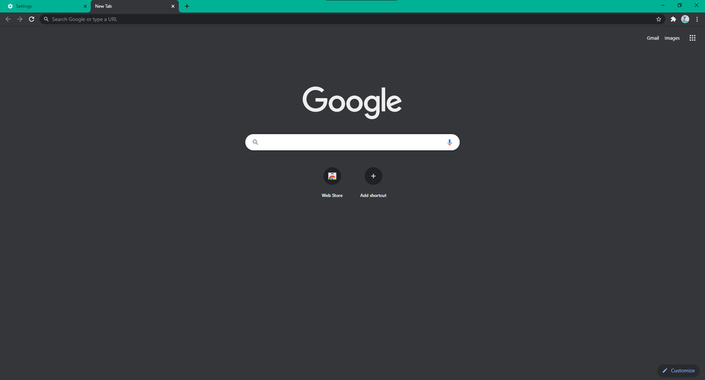Google Chrome with Google search engine for New Tab Page