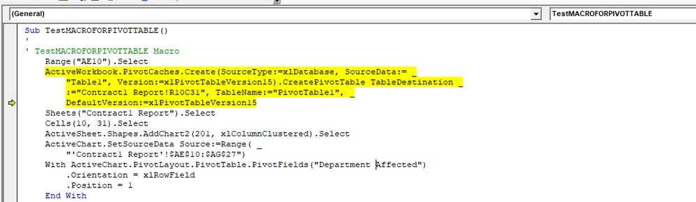 Macro Error for Pivot Table