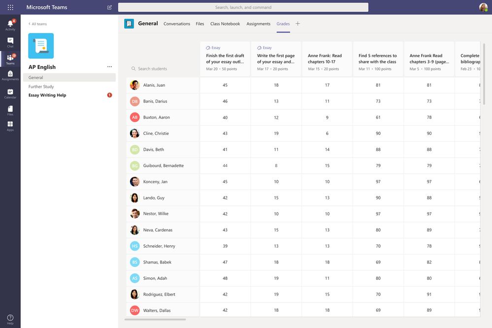 microsoft teams grading categories in teams assignments