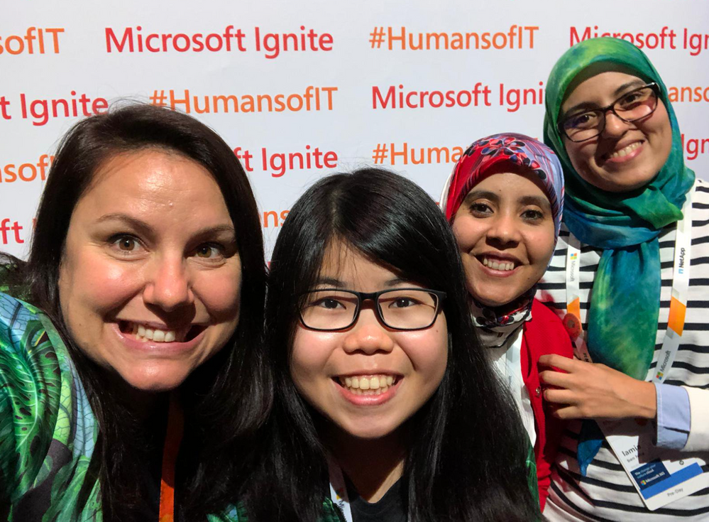 TechWomen delegates, Humans of IT student ambassador Jin and Microsoft UK employee Angela Bos having fun in their assigned buddy group!