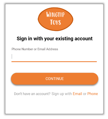 Figure 4. The combined page that contains both sign in and sign up for phone and email.