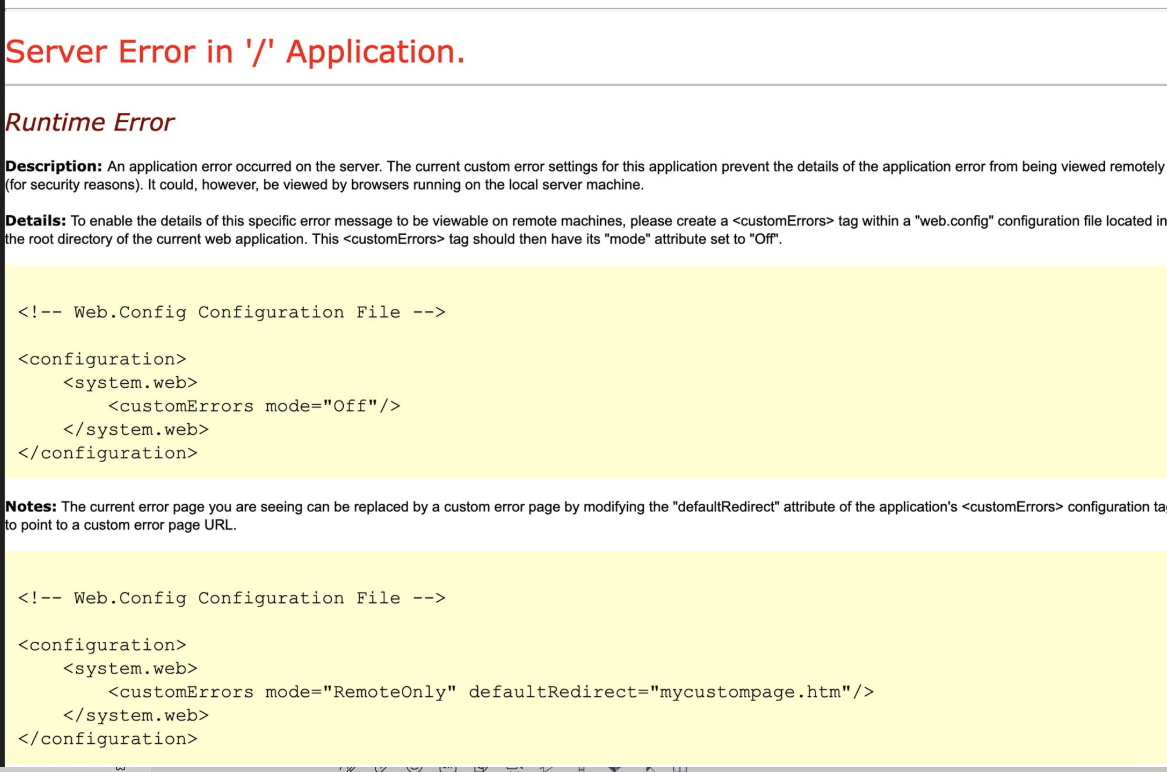 Runtime application error. Custom Error messages. CSS Error message.