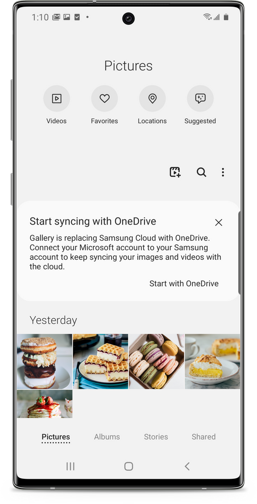 OneDrive is now the default cloud storage solution on the Samsung Galaxy Note10.