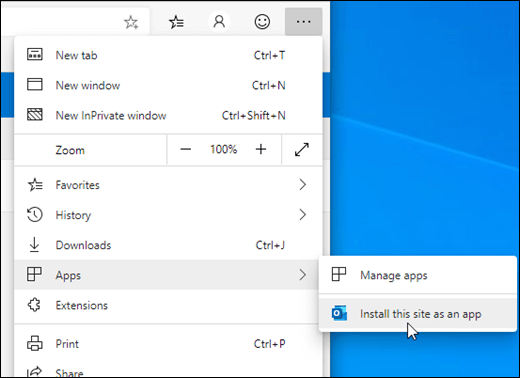 You can install the web version of Outlook—either Outlook on the web or Outlook.com—as a progressive web app in the new Microsoft Edge Edge icon and Google Chrome.