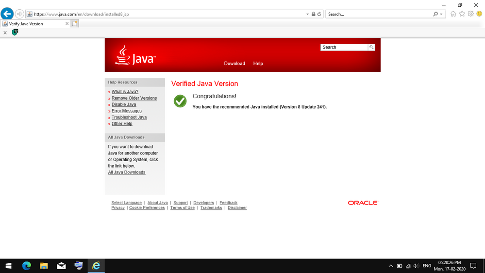 Java verification in Internet Explorer