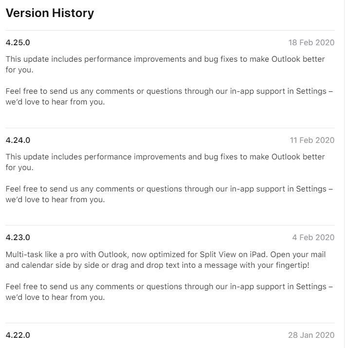 iOS Outlook version history.JPG