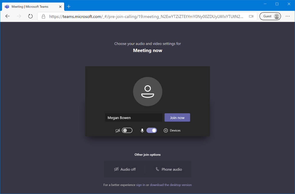 thumbnail image 1 captioned Microsoft Teams web join experience