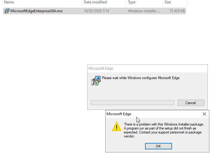 Installing MicrosoftEdgeEnterpriseX64.msi - Error 1722 - Microsoft  Community Hub