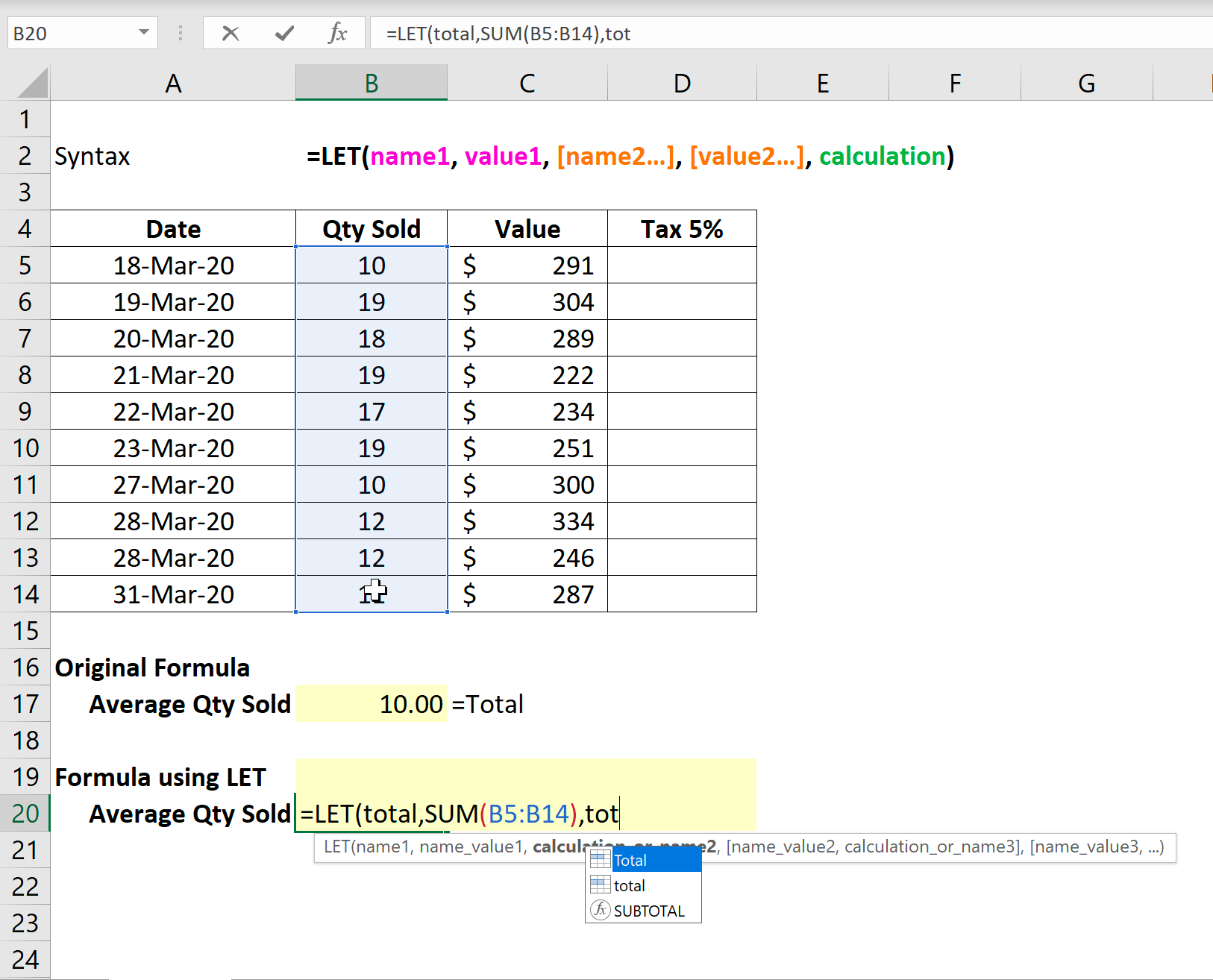 Announcing Let In Excel