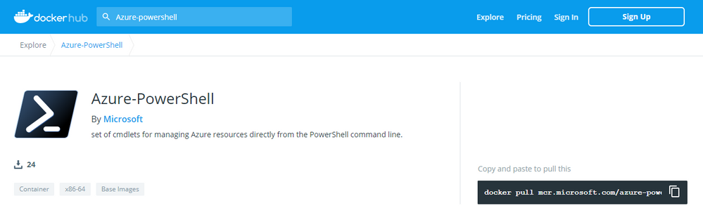 Azure PowerShell on docker hub