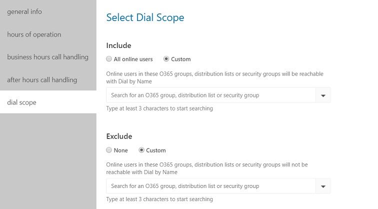 0365 Groups in Dial Scope