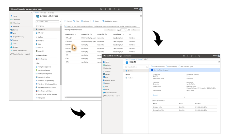 Microsoft Endpoint Manager admin center managed devices
