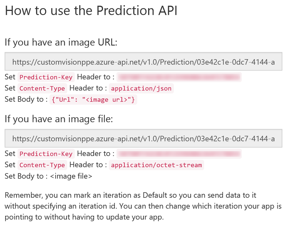 Custom Vision AI: Prediction API