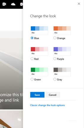 Choose from six default site themes.